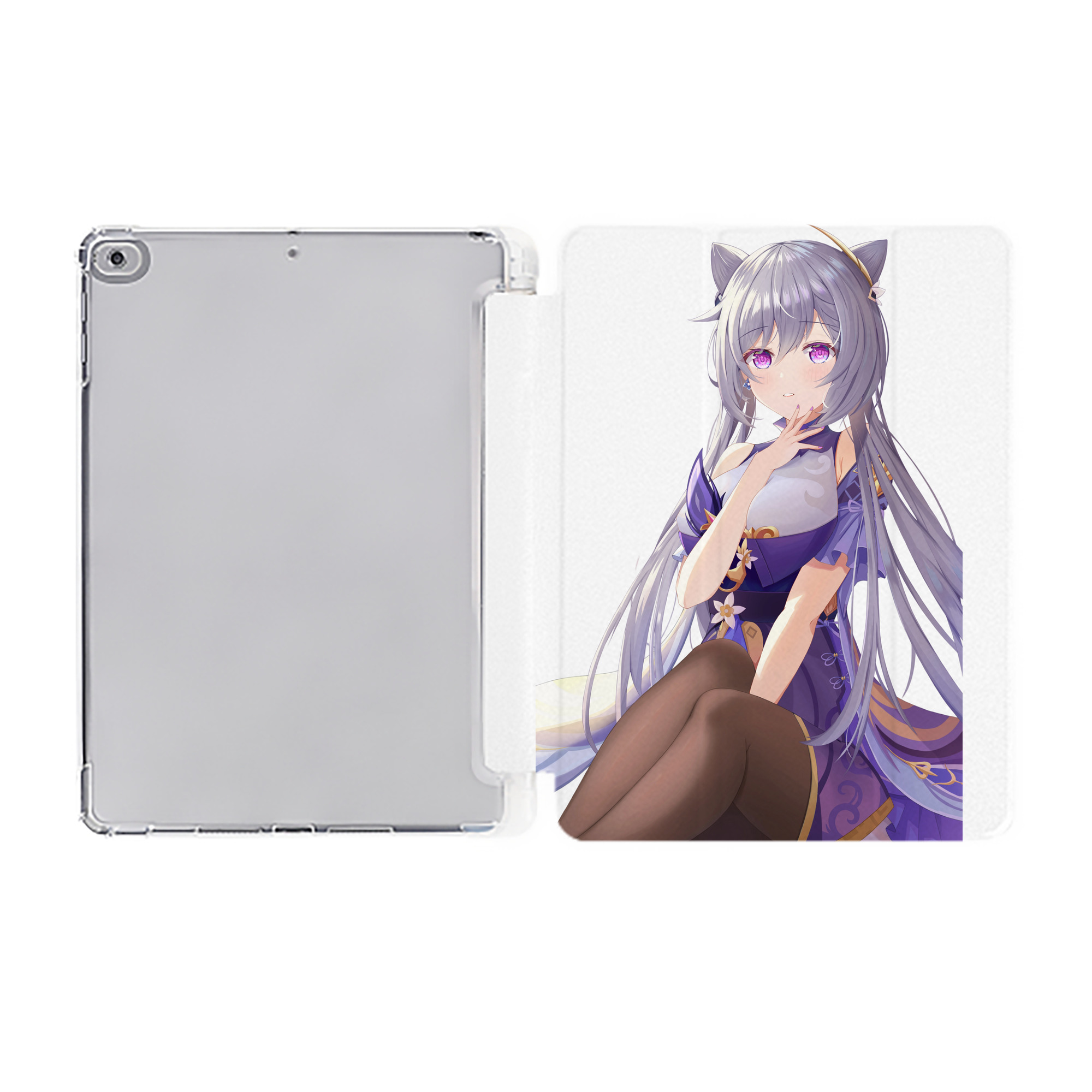 げんし神 刻晴 こくせい genshin Kokusei IPad ケース ペン収納付き 三つ折りスタンド PUレザー×シリコン 対応機種9.5/10.5/10.9インチ